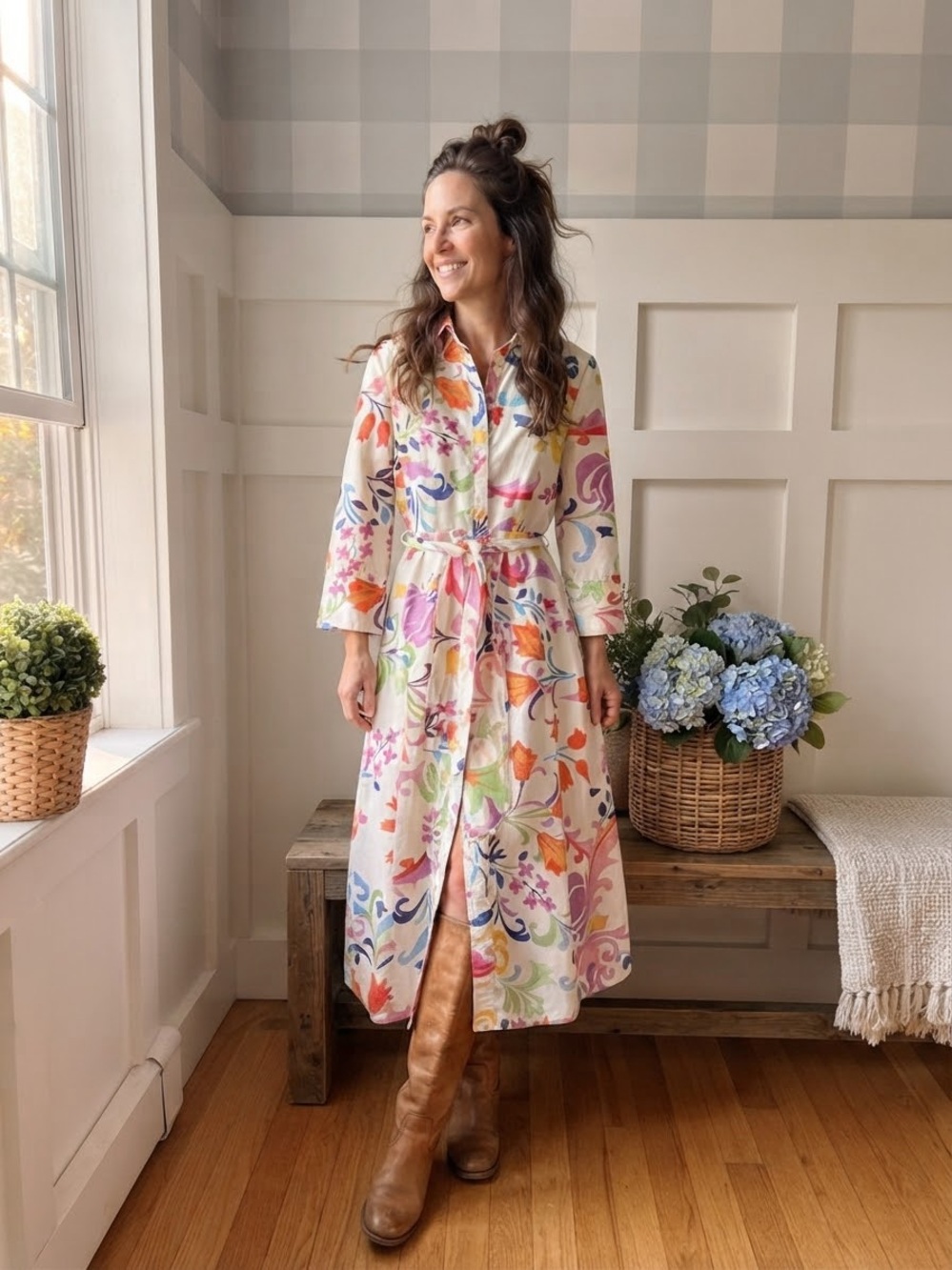 Zara Cream Floral Belted Maxi Dress in Multicolor Print Large
